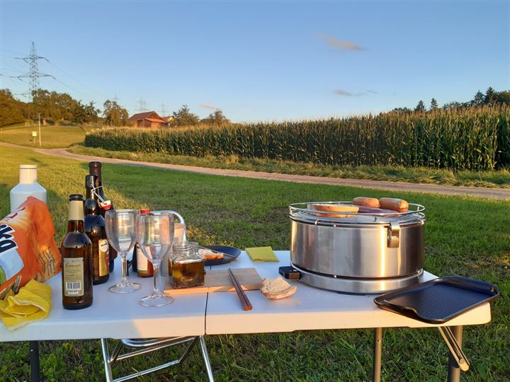 Feuerdesign Holzkohletischgrill mit Lüfter im Set (Edelstahl)