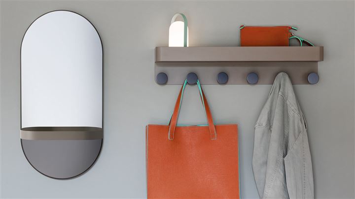 Wandspiegel mit Ablage taupe/grau