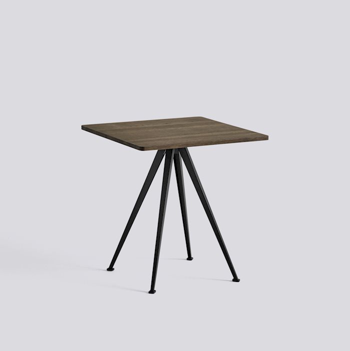 Pyramid Café Table 21 square: Black Frame: Top Solid Oil Oak