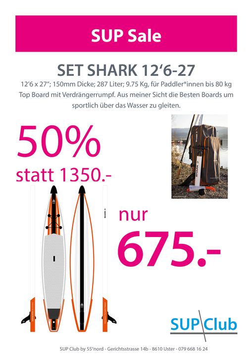 Shark Sup 12'6-27 Race Board, 50% Rabatt